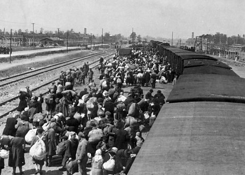 Jews being transported by train to extermination camps. 