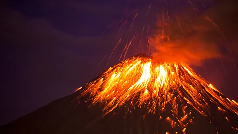 Getty Images Volcano eruption at night (Credit: Getty Images)