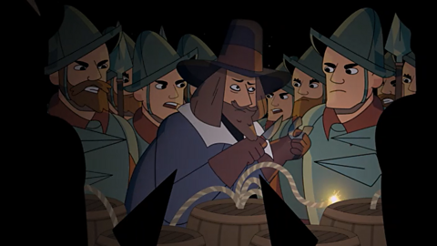 Guy Fawkes being discovered