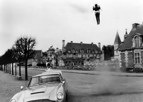 Getty Images James Bond landing a jetpack in the movie Thunderball