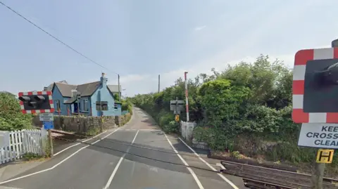 The railway crossing at Trencreek in Newquay.