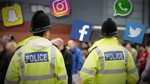 BBC Police and social media logos