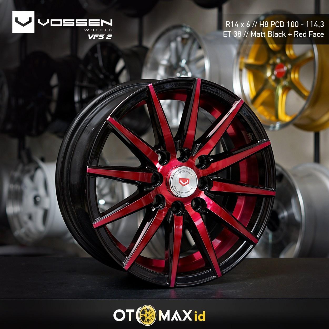 Velg Mobil Vossen (VFS 2) Ring 14 Matt Black + Red Face