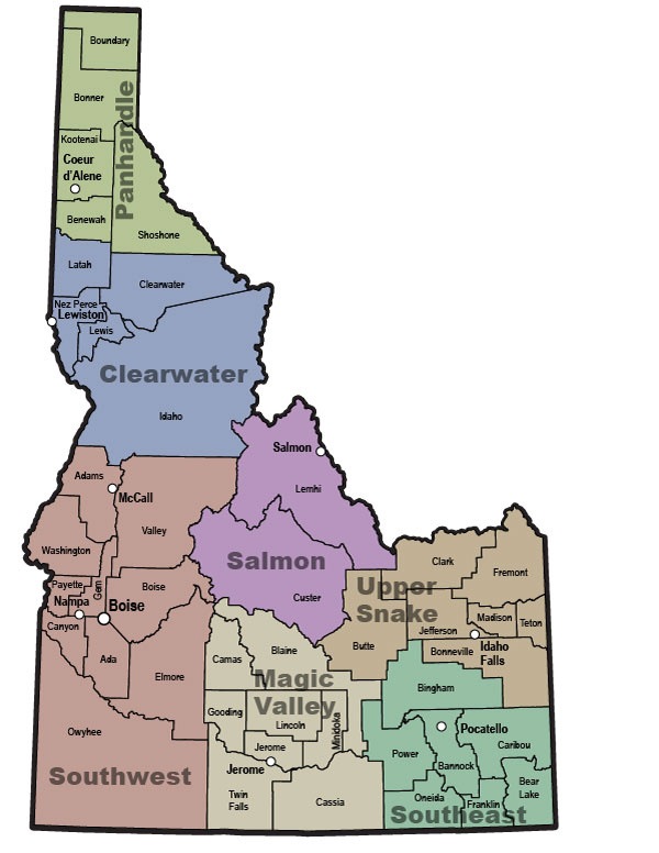 Idaho trapping regional boundaries.