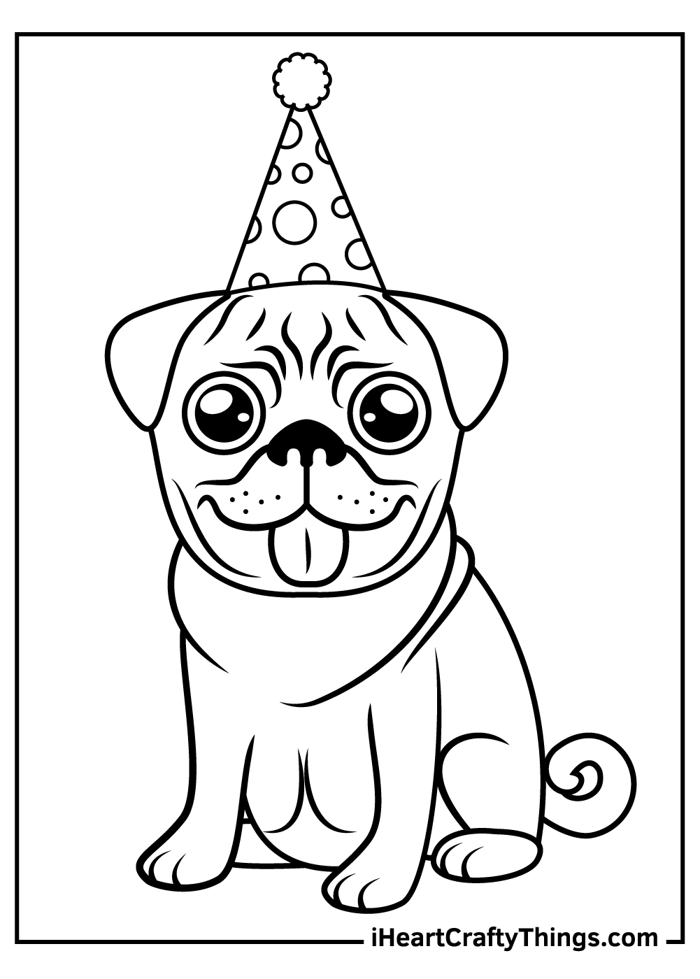 Christmas Pug Coloring Pages