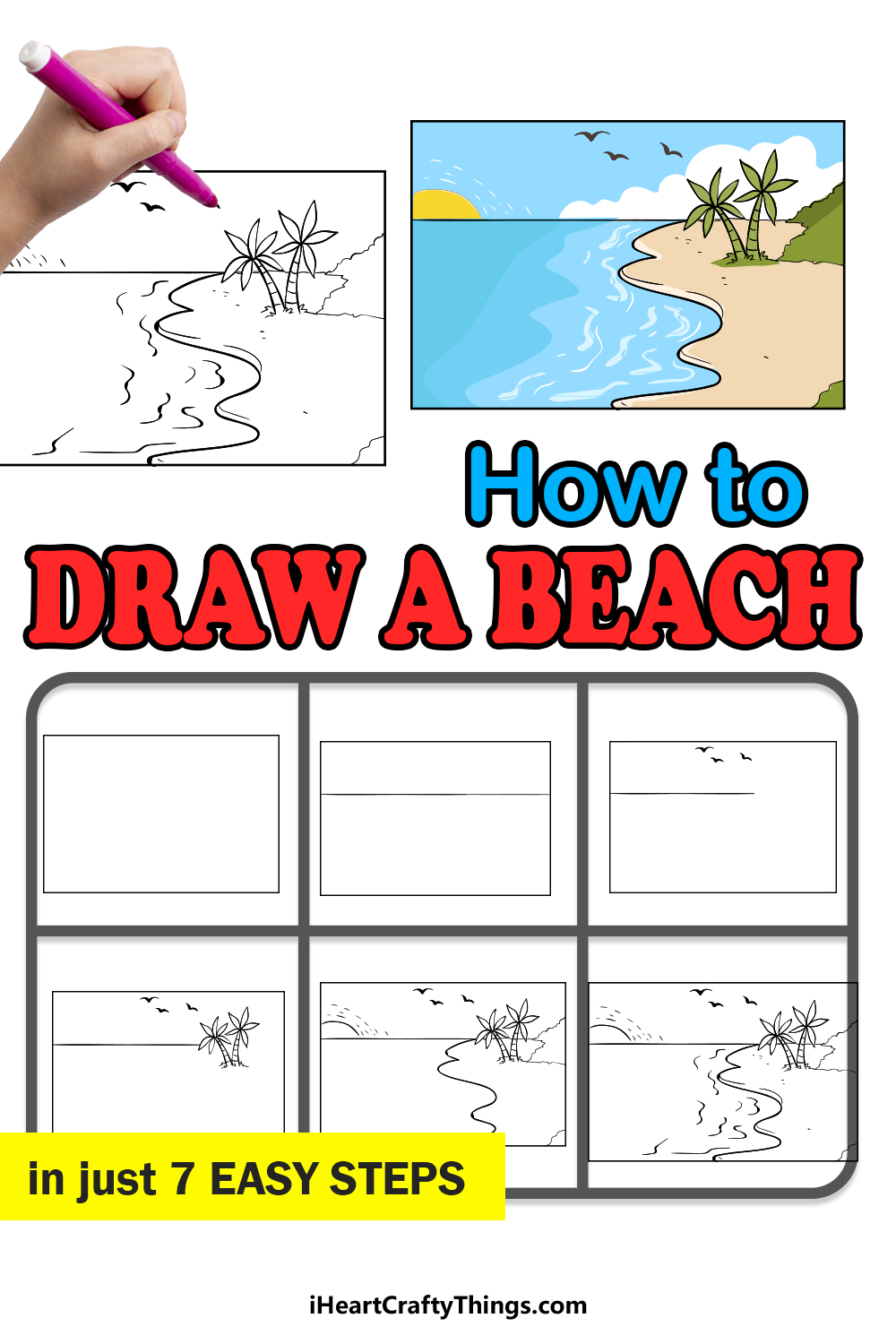 How To Draw A Realistic Beach Easy