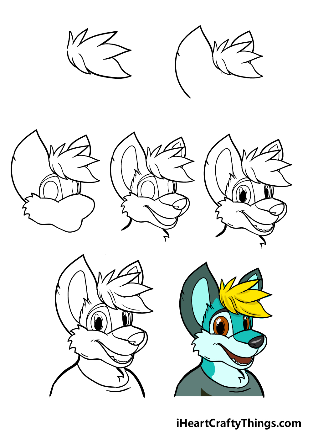 how to draw furry in 7 steps