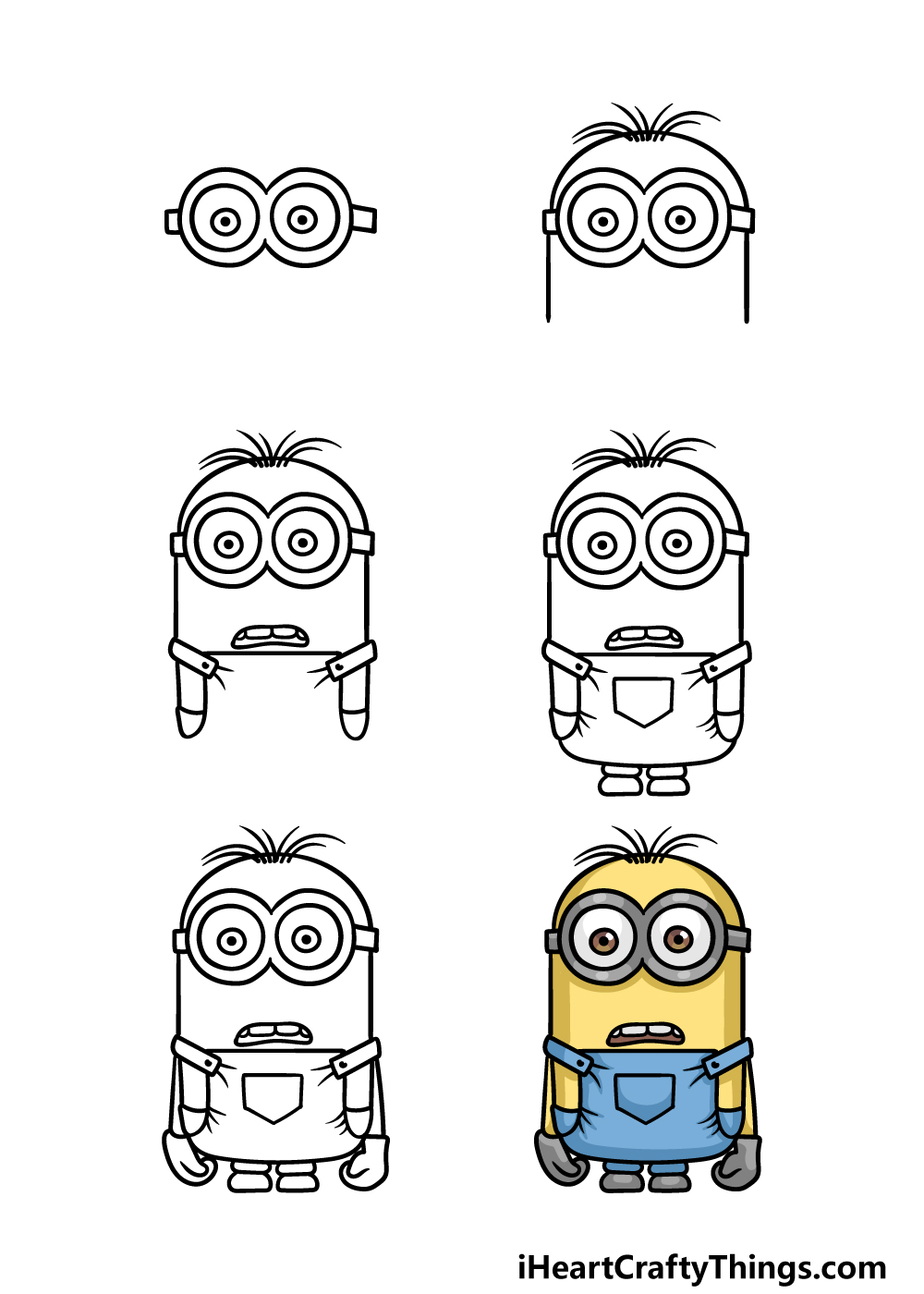 how to draw a minion in 6 steps