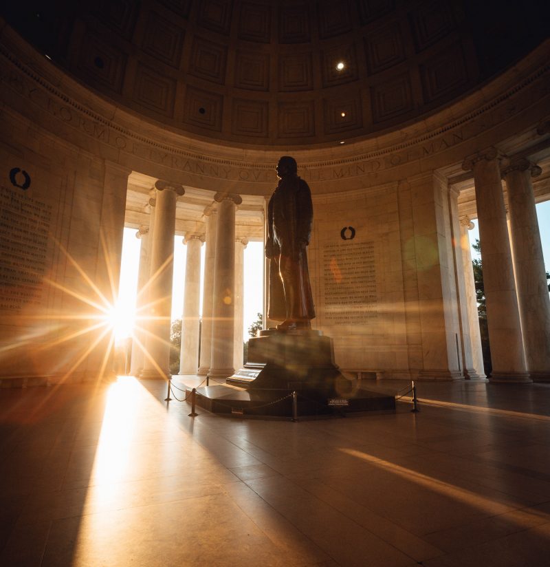 Sun bursting through the Jefferson Memorial in DC