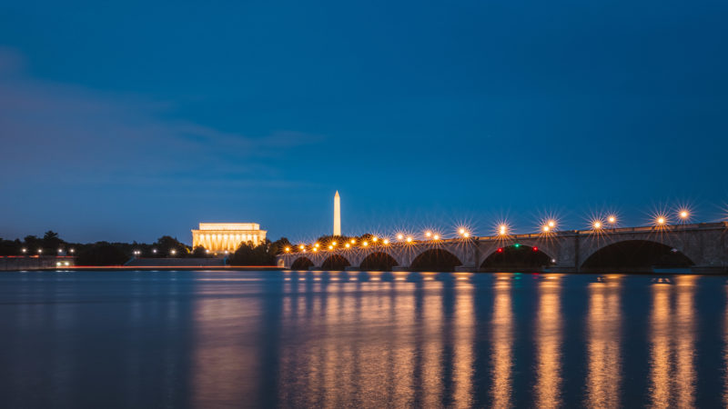 DC Skyline and Arlington Memorial Bridge from Mt Vernon Trail