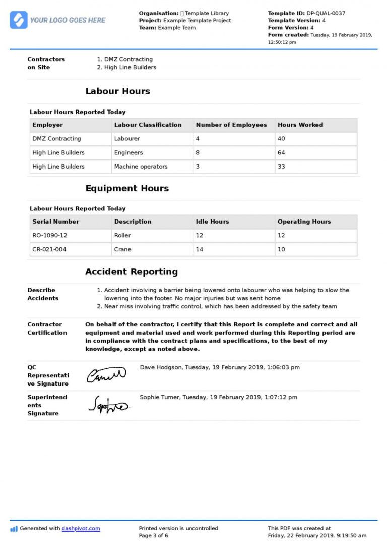 Qa Qc Report Template And Sample With Customisable Format Quality ...