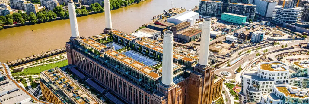 Photograph of the completed IKO roofing system at Battersea Power Station which won one of the 2024 RIBA Awards