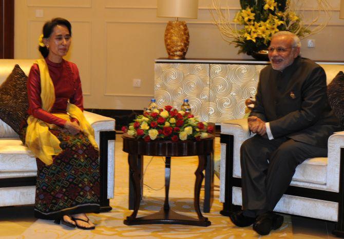 India's my second home, Aung San Suu Kyi tells PM Modi - Rediff.com ...