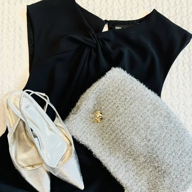 zara dress and pumps, united arrows bag, van cleef and arpels ring