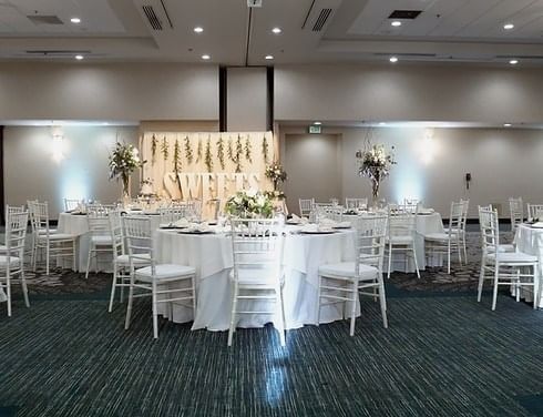 Banquet set-up in a hall at The Grove Hotel