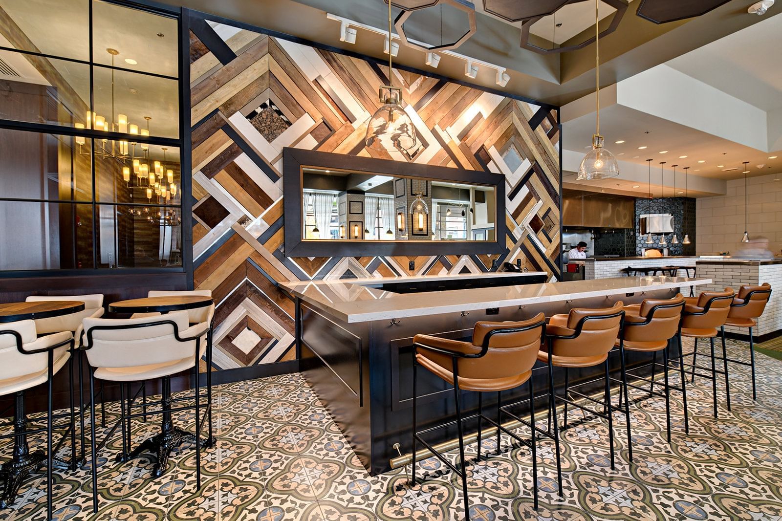 Bar counter in Trillium Restaurant at The Grove Hotel