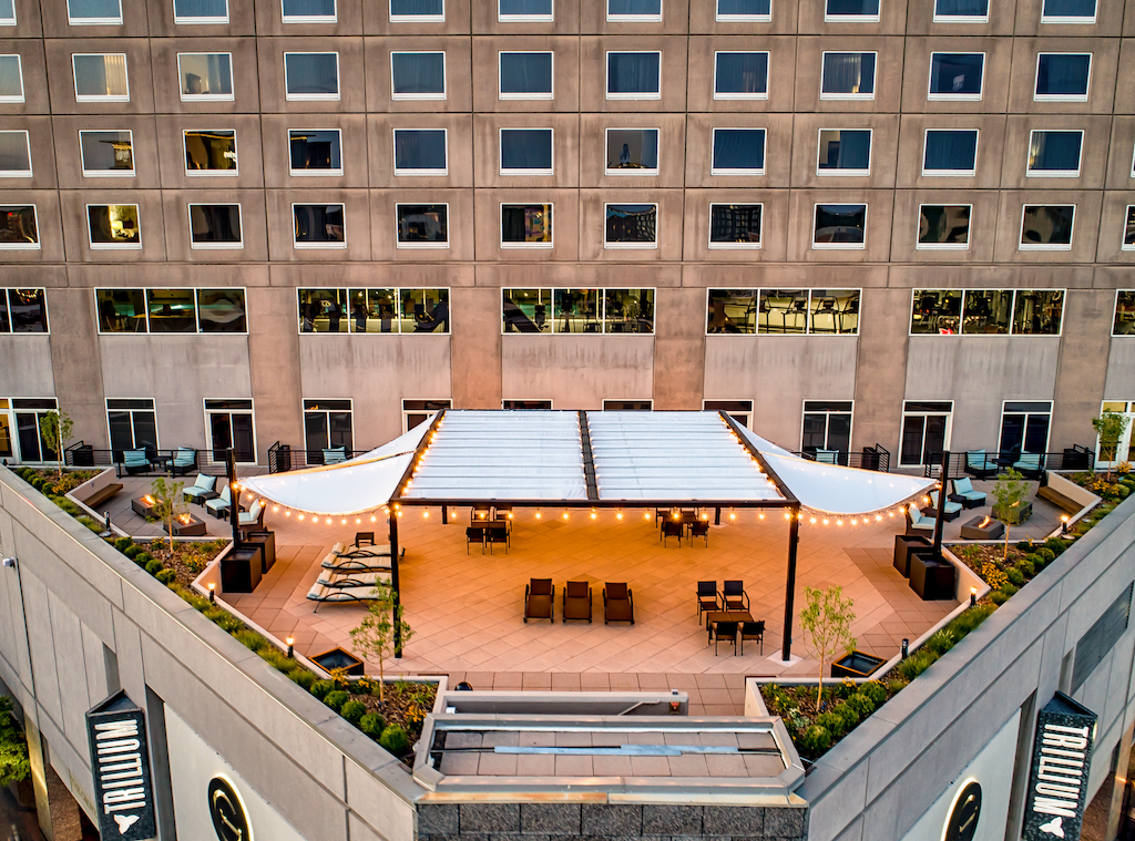 Aerial view of the terrace in King Grand Suite at The Grove Hotel