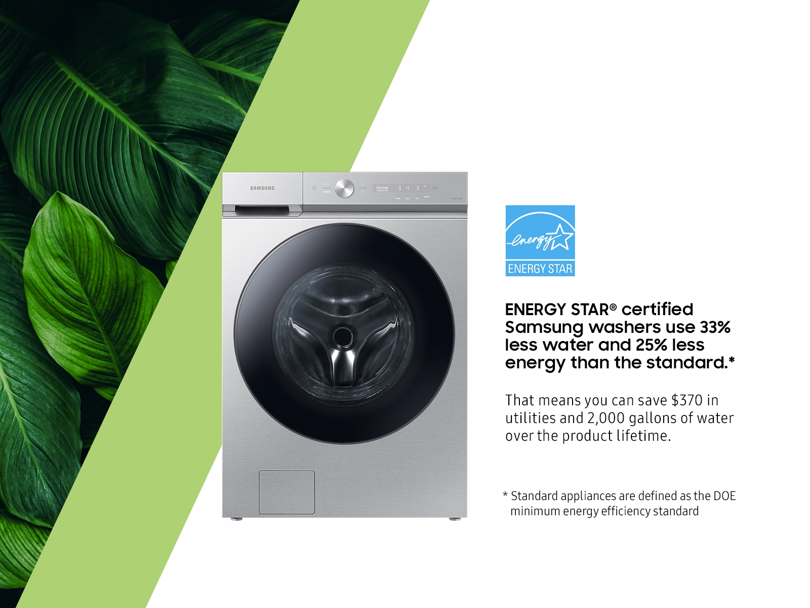 Thumbnail image of Bespoke 5.3 cu. ft. Ultra Capacity Front Load Washer with Super Speed Wash and AI Smart Dial in Silver Steel