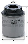 MANN-FILTER W712/94 for AUDI; SEAT; SKODA; VW - Oil Filter