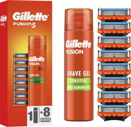 GILLETTE Fusion5 8 ks + Gel Na Holení Sensitive 200 ml - Pánské náhradní hlavice