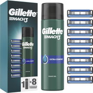 GILLETTE Mach3, 8pcs + Gel, 200ml - Men's Shaver Replacement Heads