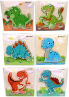 MaDe Dřevěné puzzle s dinosaury 15 × 15 cm - Dřevěné puzzle