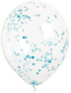 Balloons Balloons 30cm - Transparent with Blue Confetti - 6 pcs - Balonky