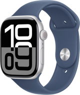 Apple Watch Series 10 42mm Cellular Silver Aluminium Case with Denim Sport Band - S/M - Okosóra