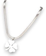 Necklace STYLE4 Snake chain with four-leaf clover pendant, silver steel - Náhrdelník