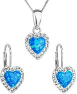 EVOLUTION GROUP 39161.1 Blue Synt. Opal Set Decorated with Preciosa® Crystals (925/1000, 2g) - Jewellery Gift Set