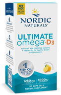 Nordic Naturals Ultimate Omega-D3 1280 mg, citrón, 120 softgel kapsúl - Omega-3