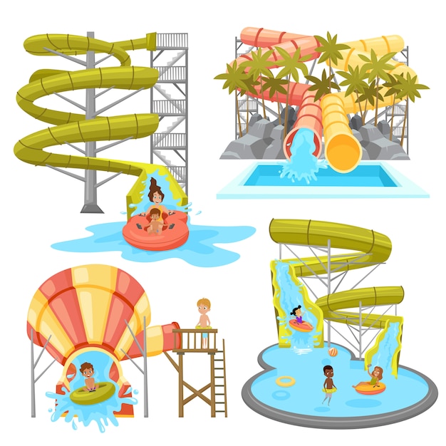 Free Vector | Colorful aquapark set