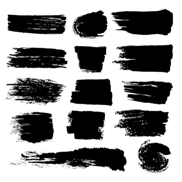 Premium Vector | Grunge black brush strokes set