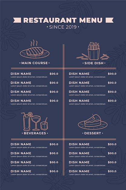 Premium Vector | Minimal digital restaurant menu vertical format template