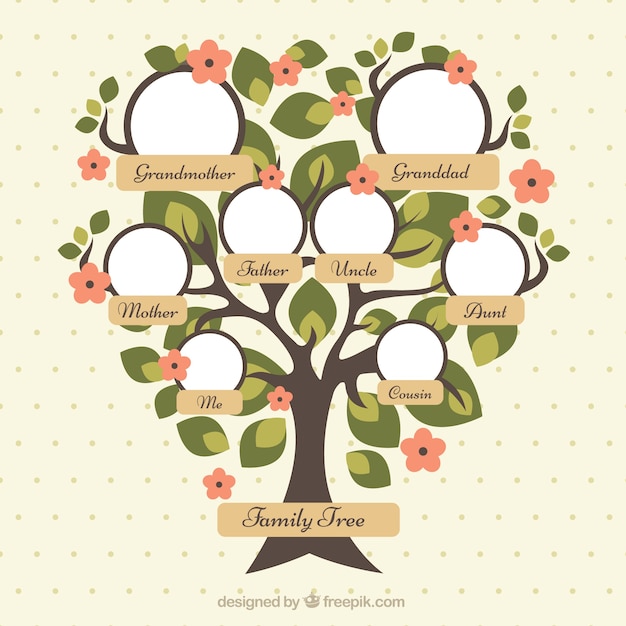 Pretty family tree with green leaves and red flowers Vector | Free Download