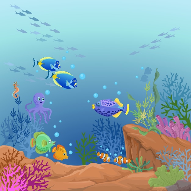 Download Under sea life vector design. Vector | Premium Download