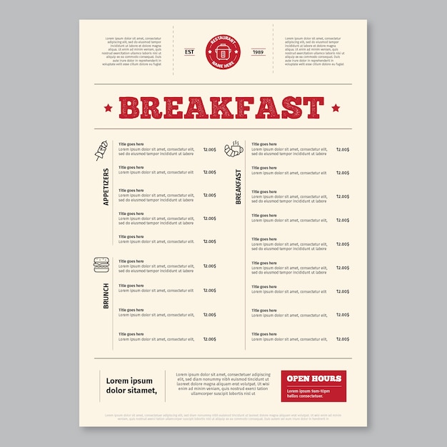 Printable Breakfast Menu