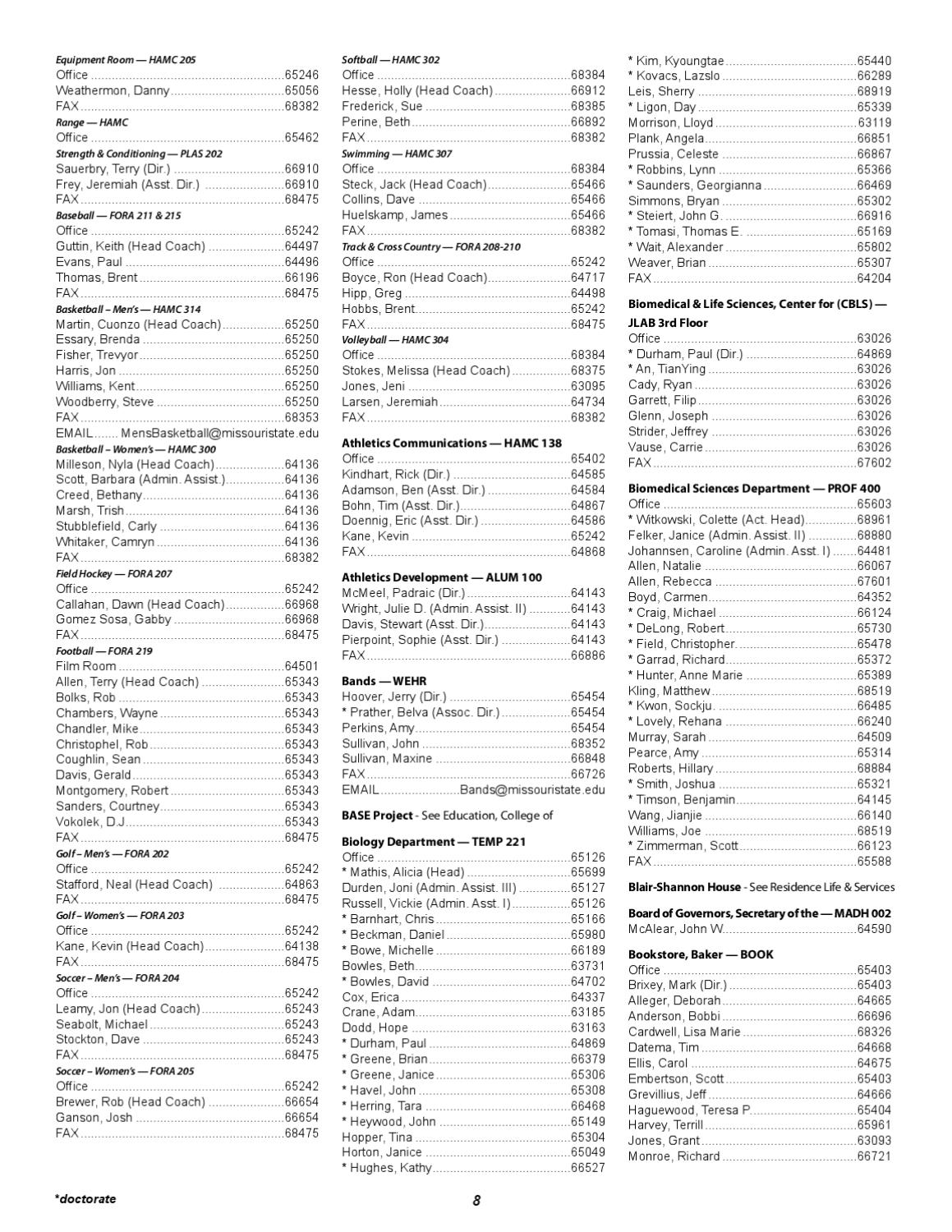 Missouri State University Campus Directory by Stacey Funderburk - Issuu