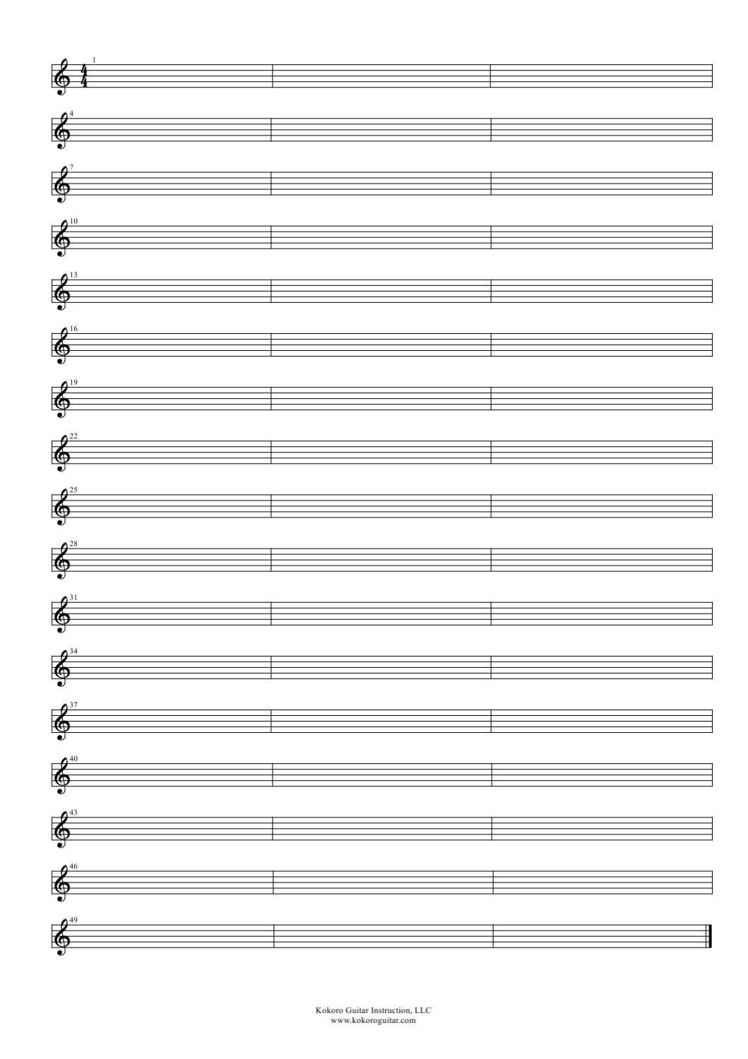 Treble Clef Staff Paper 4/4 by Tyler Mickelson - Issuu