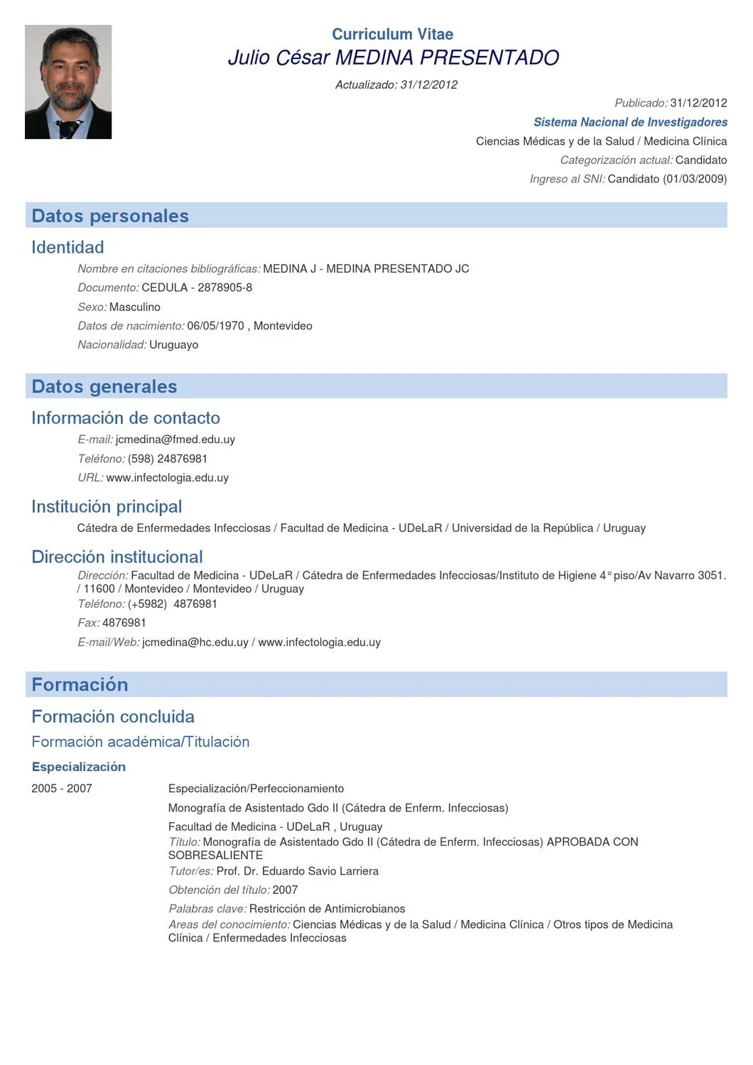 cv_MedinaJulio31Dic2012 by Cátedra Infectología - Issuu