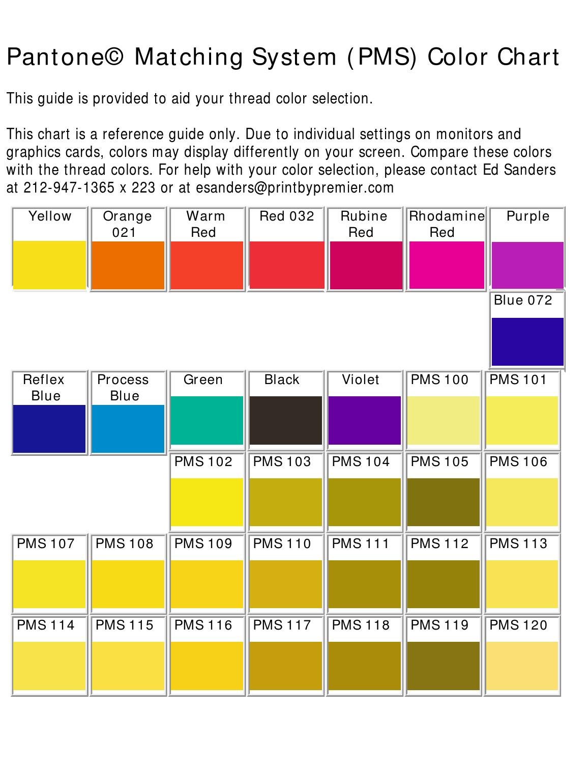 PMS Color Chart PDF image.