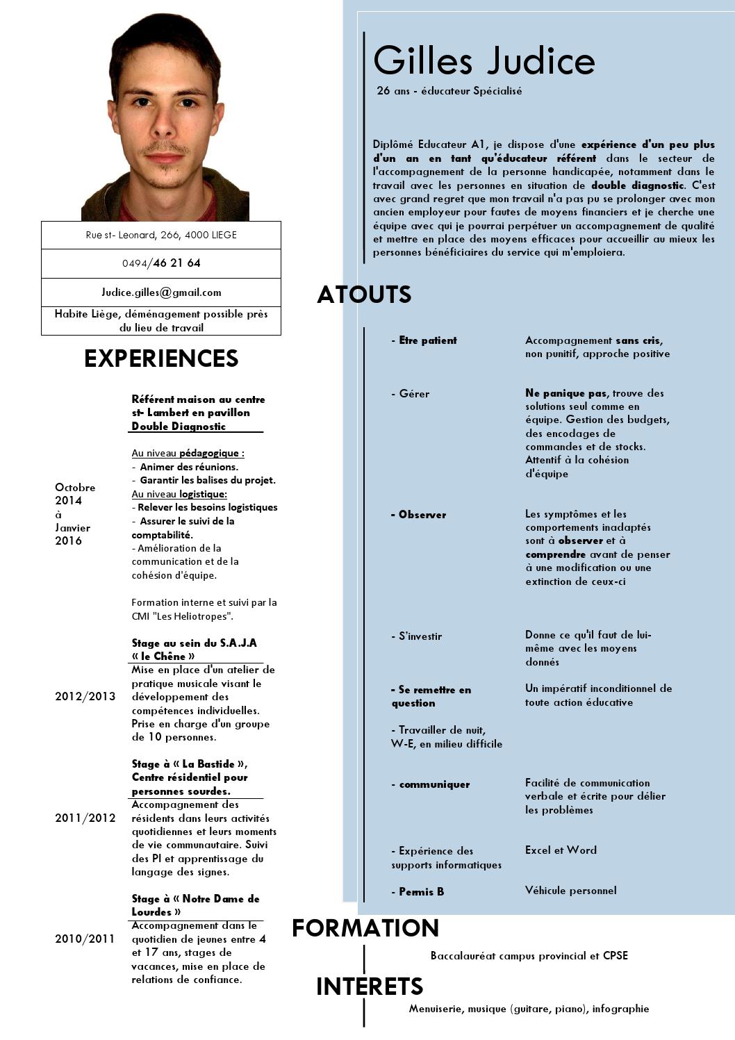 Cv éducateur spécialisé Gilles Judice by Gilles Judice - Issuu