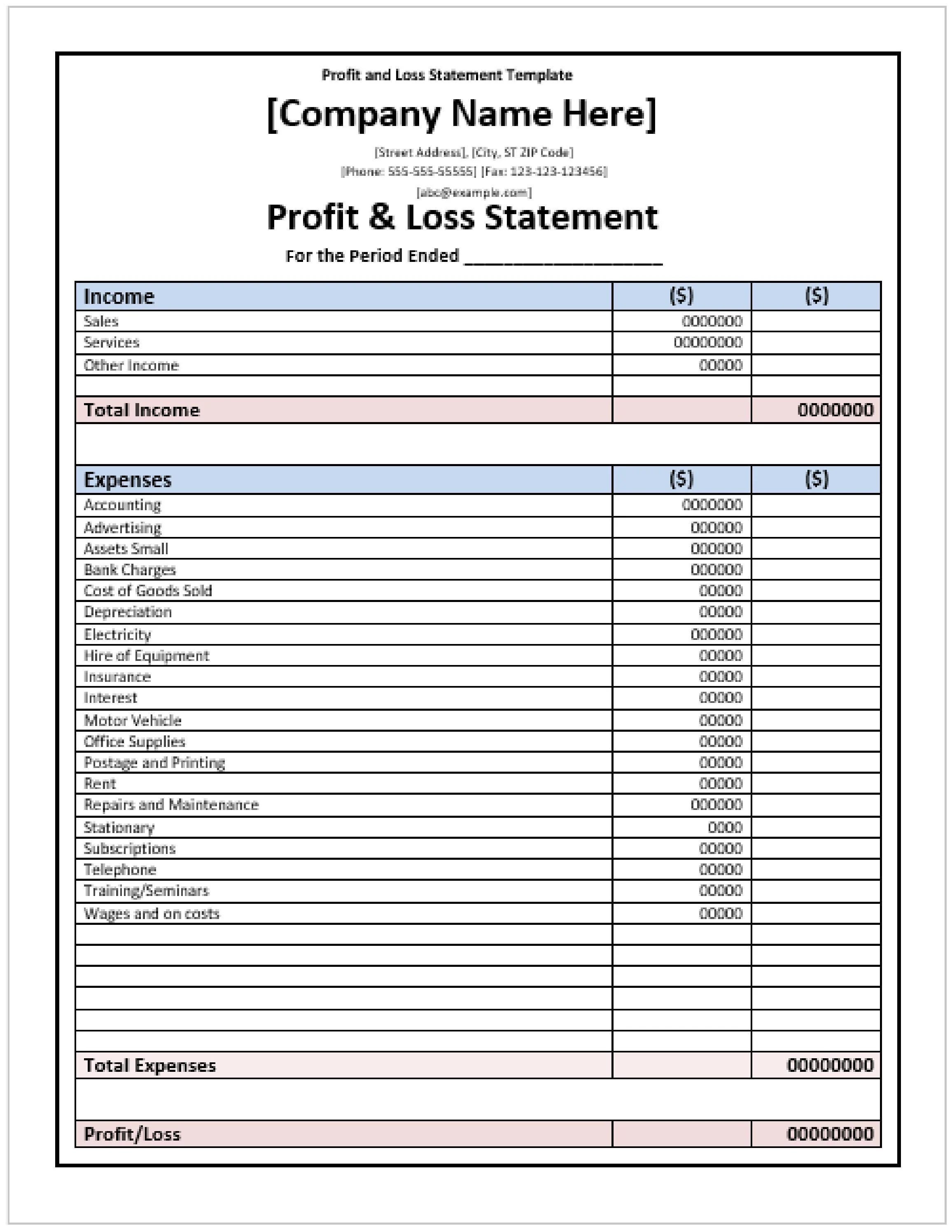 Profit and Loss Statement Template by Jason Stiff - Issuu