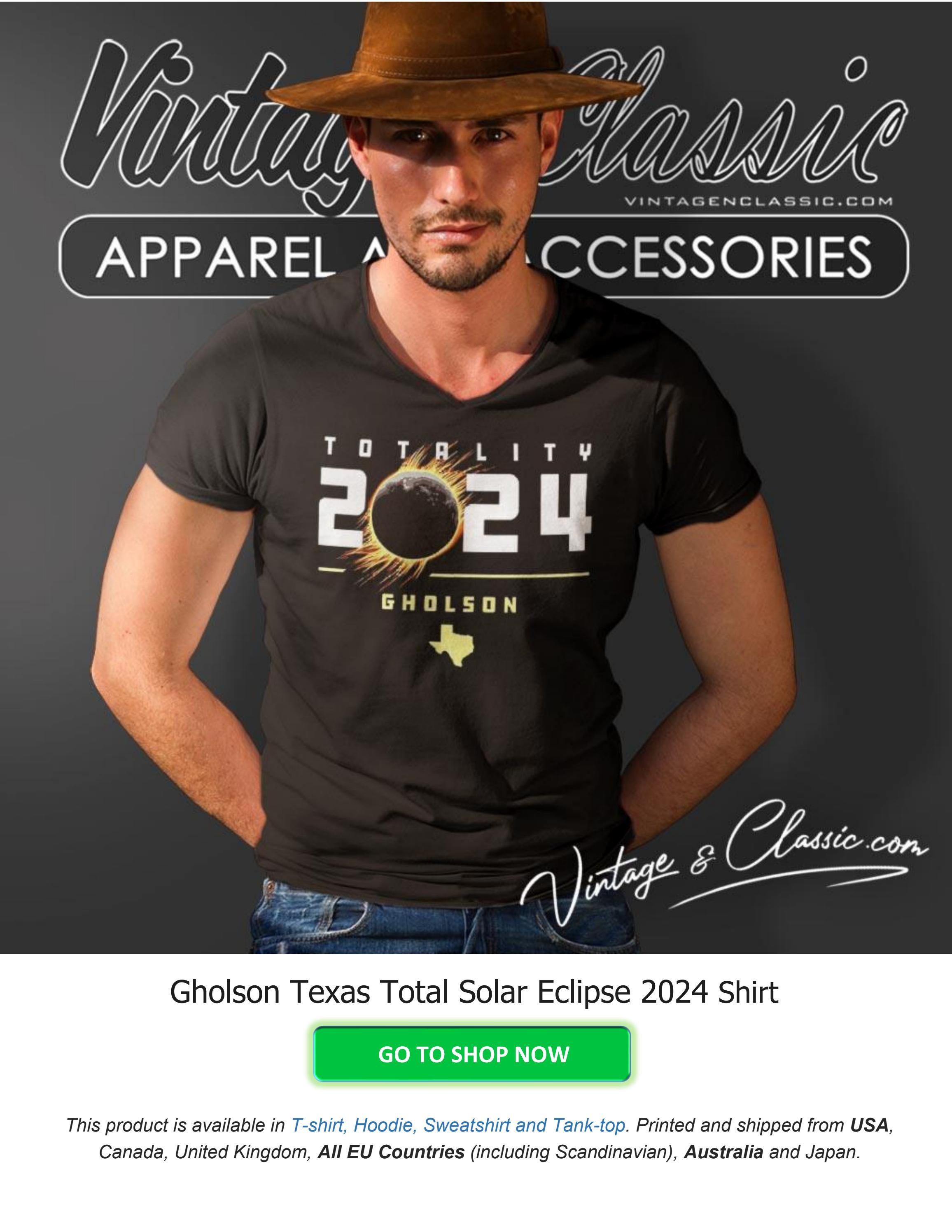 Gholson Texas Total Solar Eclipse 2024 Shirt by Vintagenclassic Tee ...