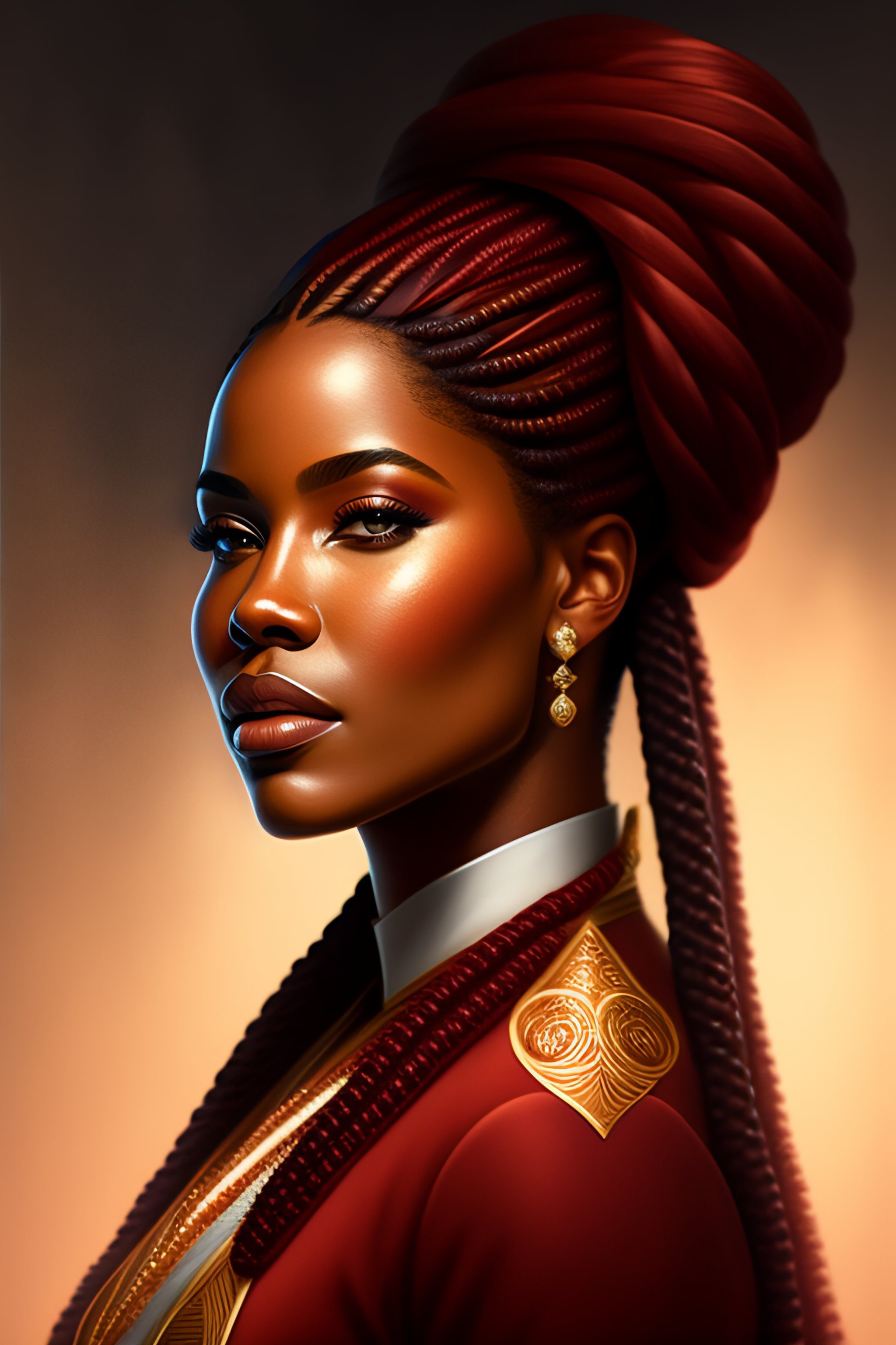 Lexica - Dramatic Portrait of a a light-skinned african american queen ...