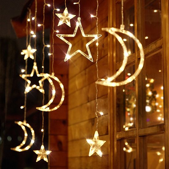 Home Wedding Decoration Light Solar Powered Moon Star RGBW LED ...