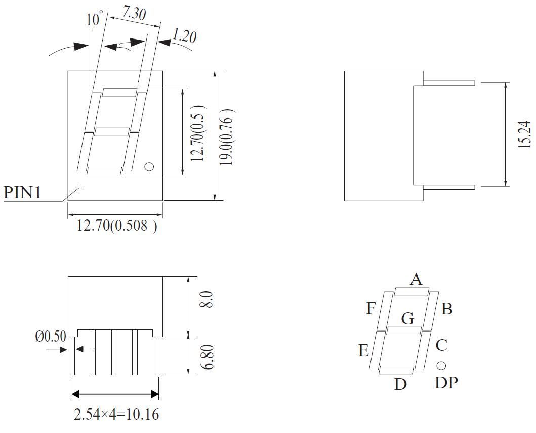 RoHS Compliant 0.5 Inch Single Digit 7 Segment LED Display with ...