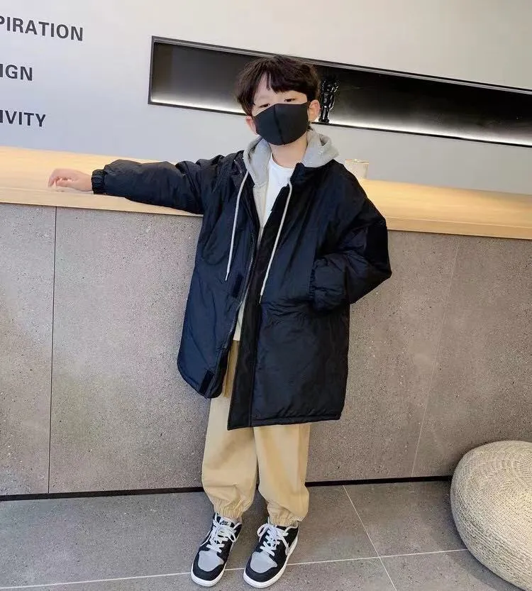 Fashion 2021 New's Winter Children Jacket Pop Warmer Long Top Korean Style  Hooded Black Leisure Boy's Padding Coat - China Casual Jacket and Winter  Jackets price 