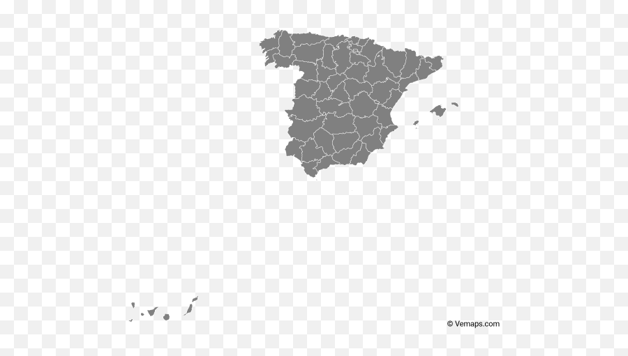 Grey Map Of Spain - Map Of Spain Png,Spain Png