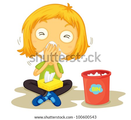 Illustration Of A Sick Girl - Eps Vector Format Also Available In My ...